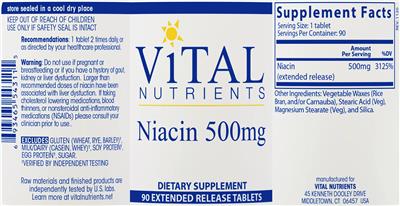 Niacin 500 mg label