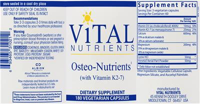 Osteo-Nutrients (with Vitamin K2-7) label