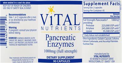 Pancreatic Enzymes 1000 mg label
