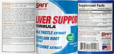 Liver Support Formula label