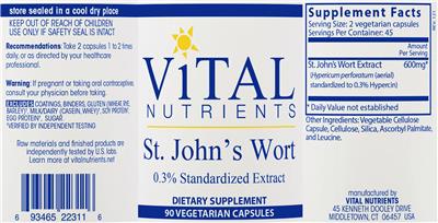St. John's Wort 0.3% Standardized Extract label