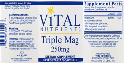 Triple Mag 250 mg label