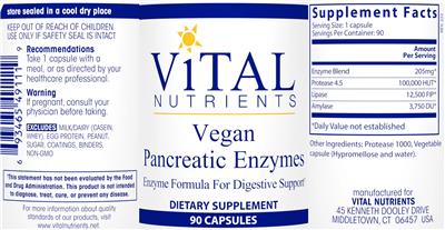 Vegan Pancreatic Enzymes label