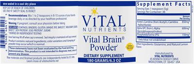 Vital Brain Powder Lemon Flavored label