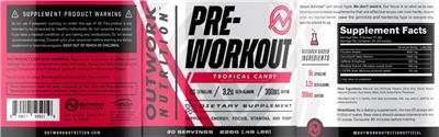 Pre-Workout Tropical Candy label