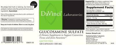 Glucosamine Sulfate 500 mg label