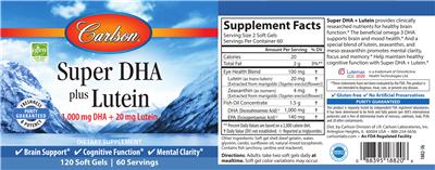 Super DHA plus Lutein label