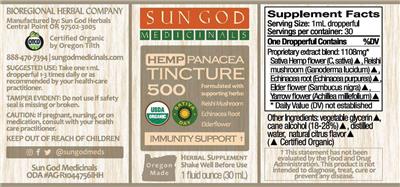 Hemp Panacea Tincture 500 Immunity Support label
