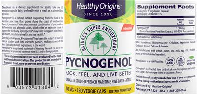 Pycnogenol 150 mg label