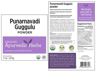 Punarnavadi Guggulu Powder label