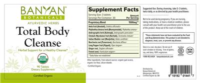 Total Body Cleanse label