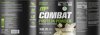 Combat Protein Powder Banana Cream label