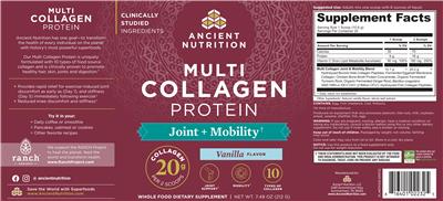 Multi Collagen Protein Joint + Mobility Vanilla Flavor label