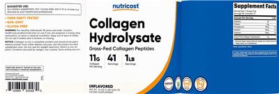 Collagen Hydrolysate 11 g Unflavored label