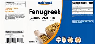 Fenugreek 1,350 mg label