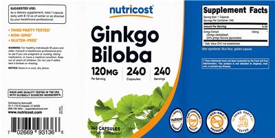 Ginkgo Biloba 120 mg label
