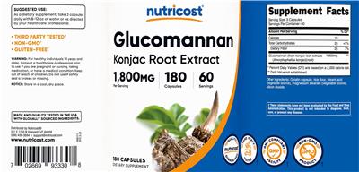 Glucomannan 1,800 mg label
