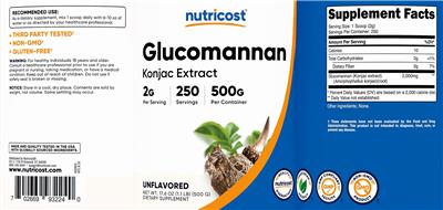 Glucomannan 2 g Unflavored label
