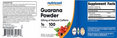 Guarana Powder 1 g label