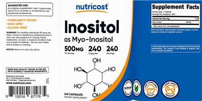 Inositol 500 mg label