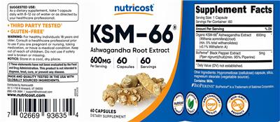 KSM-66 600 mg label