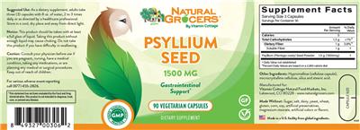 Psyllium Seed 1500 mg label