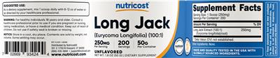 Long Jack 250 mg Unflavored label
