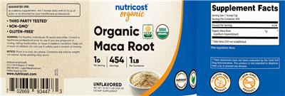 Organic Maca Root 1 g Unflavored label