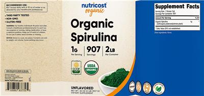 Organic Spirulina 1 g Unflavored label