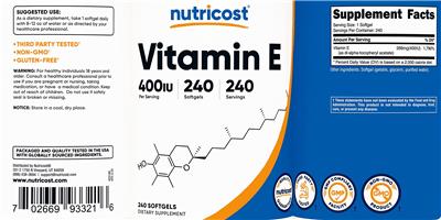 Vitamin E 400 IU label