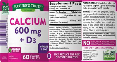 Calcium 600 mg + D3 label