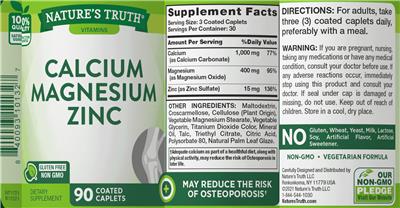 Calcium Magnesium Zinc label