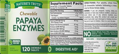 Chewable Papaya Enzymes label