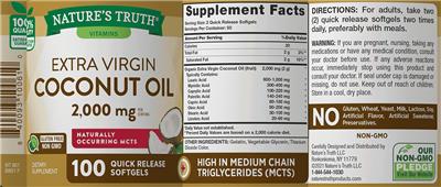 Coconut Oil 2,00 mg label