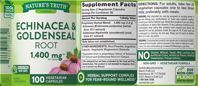 Echinacea & Goldenseal Root label