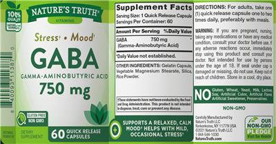 GABA 750 mg label