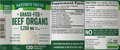 Grass-Fed Beef Organs label