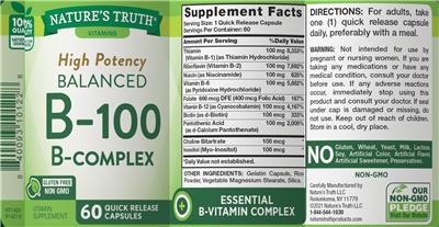 High Potency Balanced B-100 label