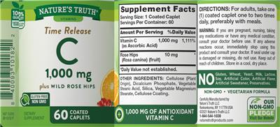 Time Release C 1,000 mg plus Wild Rose Hips label