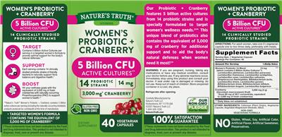 Women's Probiotic + Cranberry label