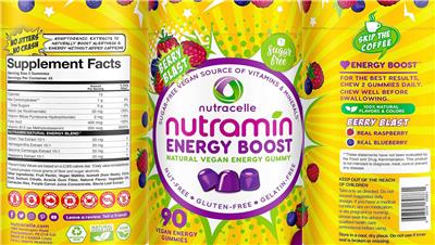 Nutramin Energy Boost Berry Blast label