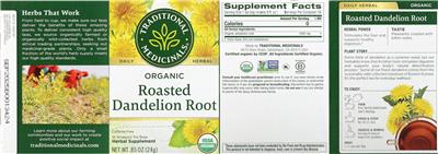 Organic Roasted Dandelion Root label