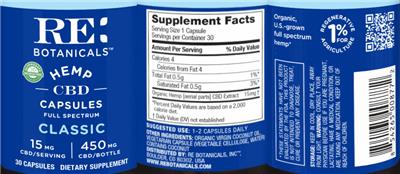 Hemp CBD Capsules Classic 15 mg label