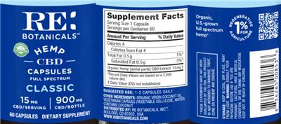 Hemp CBD Capsules Classic 15 mg label