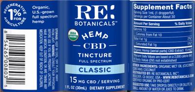 Hemp CBD Tincture Classic 15 mg label