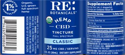 Hemp CBD Tincture Classic 25 mg label