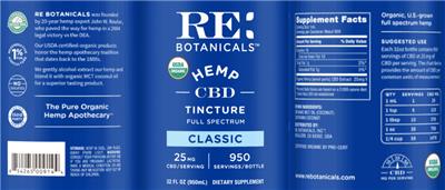 Hemp CBD Tincture Classic 25 mg label