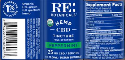 Hemp CBD Tincture Peppermint 25 mg label