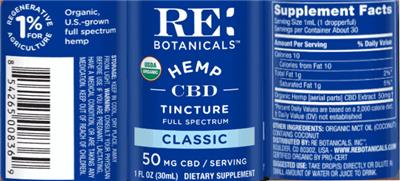 Hemp CBD Tincture Classic 50 mg label