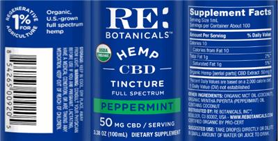 Hemp CBD Tincture Peppermint 50 mg label
